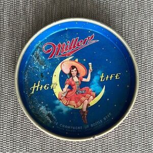 Vintage Miller High Life Girl on the Moon Mascot Tray